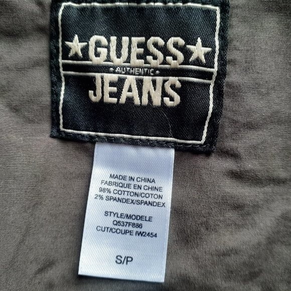 Guess Authentic Jeans Cropped Button Army Green Utility Military Jacket S/P - Picture 10 of 13
